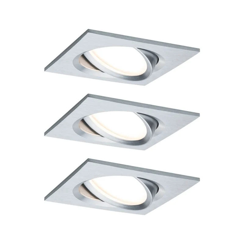 3er-Set LED Einbaulampe Nova Plus Coin Dimmbar 2700K Alu