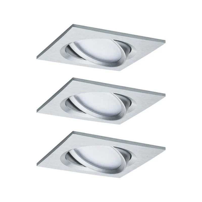 3er-Set LED Einbaulampe Nova Plus Coin Dimmbar 2700K Alu