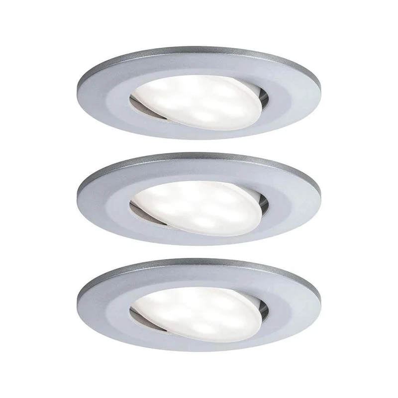 3er-Set LED Einbauleuchten Calla IP65 schwenkbar 4000K Chrom-Matt