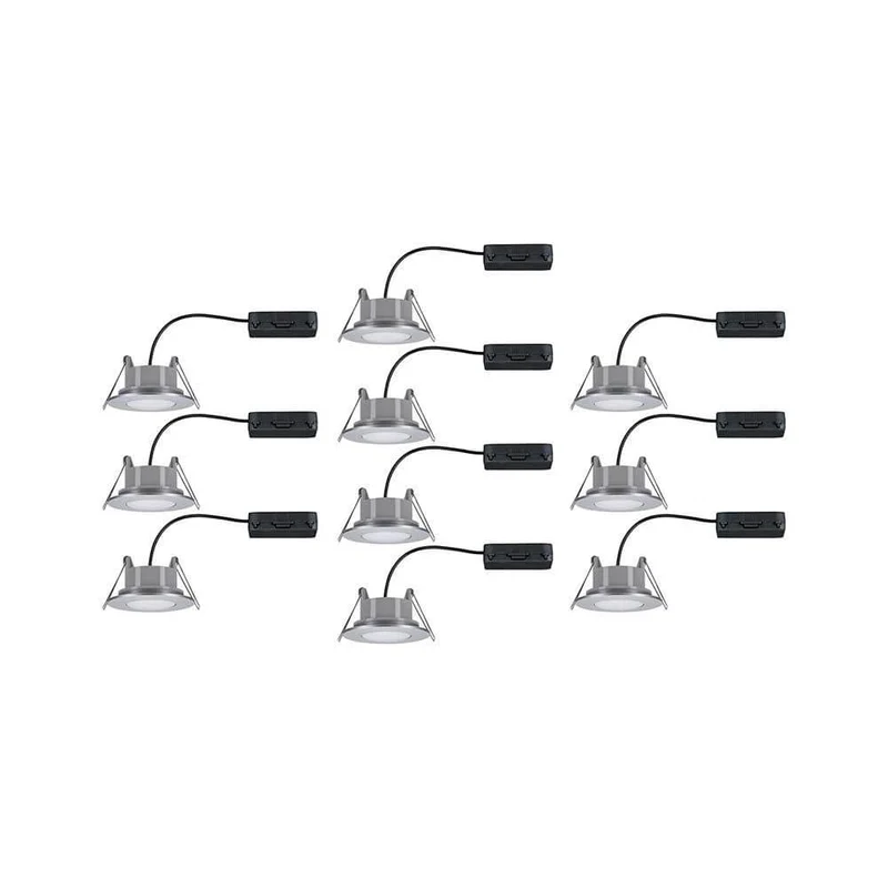 10er-Set LED Einbaulampen Calla Dimmbar IP65 4000K Chrom-Matt