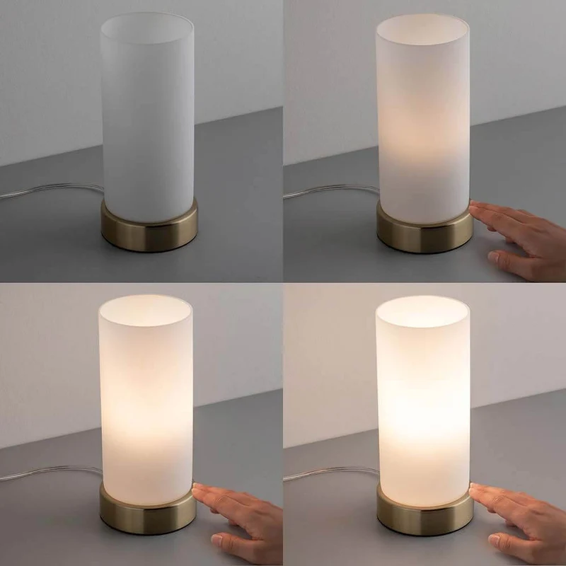 Tischleuchte Pinja mit Touch-Schalter Weiß, Messing