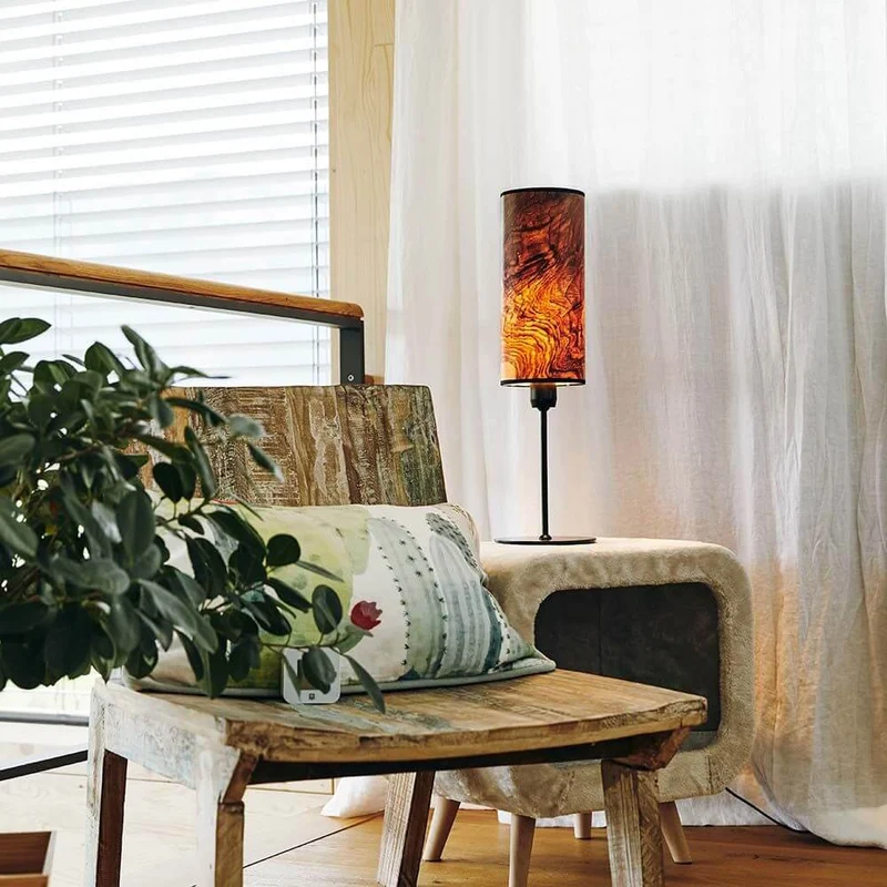 Holz-Tischleuchte Arboreus 50cm Nussbaum Maser
