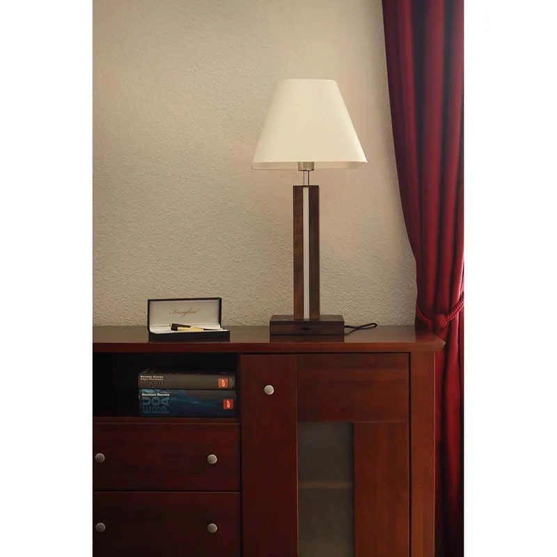 LED Tischlampe Quad 980lm Touch-Dimmer Nussbaum, Weiß, Schwarz
