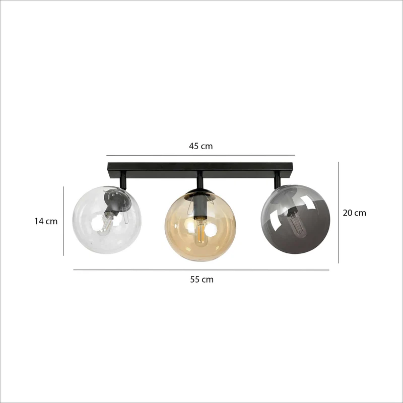 Plafonnier 3 Boules Verre