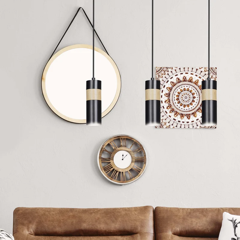 Suspension Luminaire Noir Et Bois