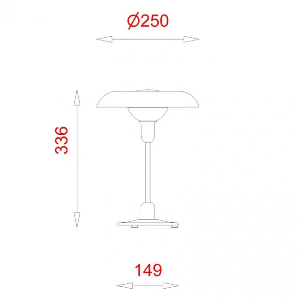 Ra250 mm Desk Metal Sort (G9 40w) - Designed 1931 - Bordlampe