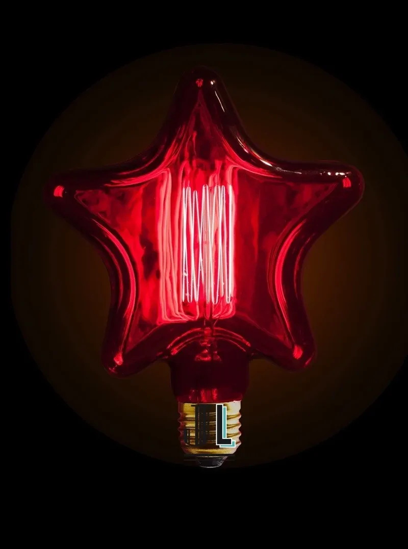 Ampoule Vintage E27 40W Filament Étoile Rouge