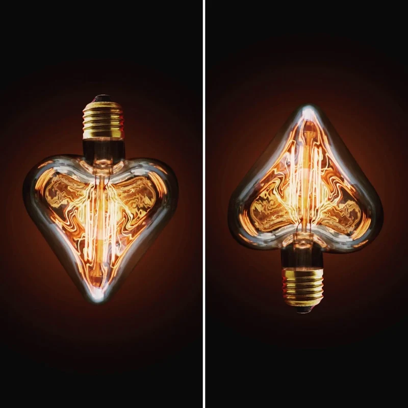 Ampoule Edison E27 Forme Cœur 60W Vintage