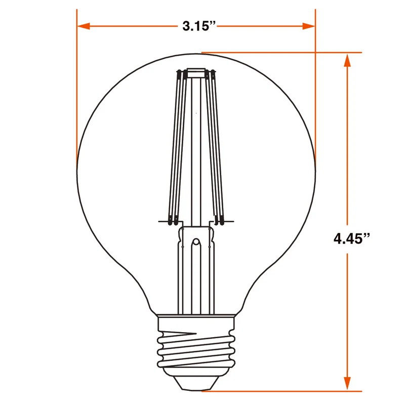 SYLVANIA G25 Clear Globe LED White Filament Bulb, 5W, Dimmable, 500 Lms, Medium Base, 5000K, Daylight - 2 PK