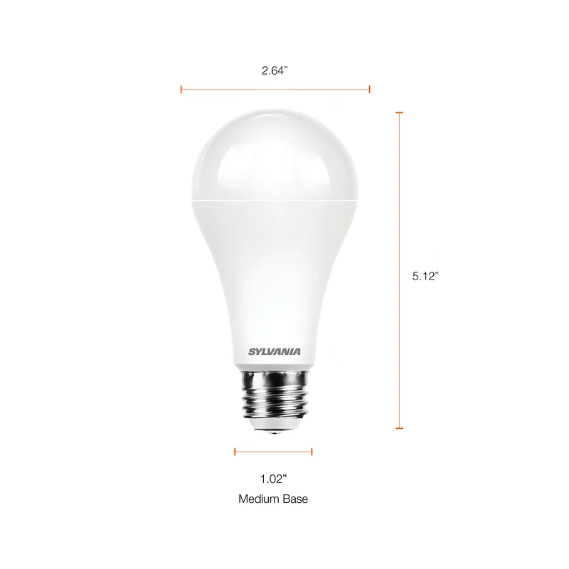 SYLVANIA 3-Way 6/13/19W EverydayLED Light Bulb, A21 LED, Non Dimmable, 600/1500/2150 Lumens, 2700K, Soft White - 4 PK
