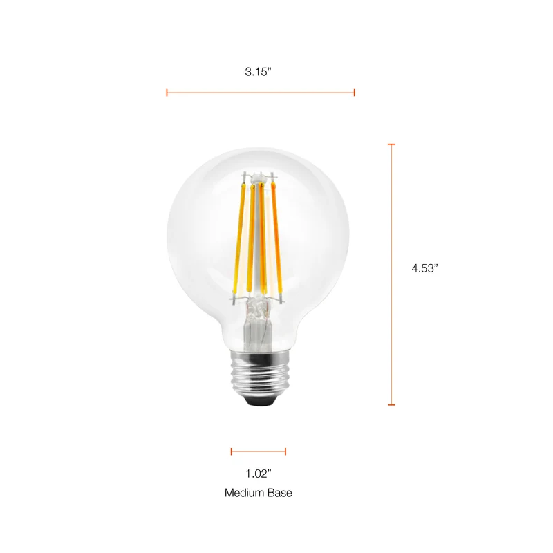 SYLVANIA Wifi LED Smart G25 Light Bulb, 5W, with Filament, for Alexa / Google Assistant, Energy Star, Clear, 2700K, Soft White - 1 PK
