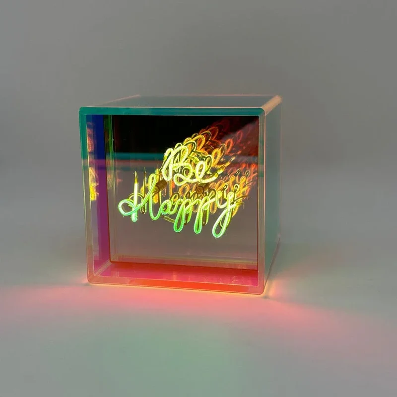 Cube lumineux sans fil "BE HAPPY" - Message In The Box