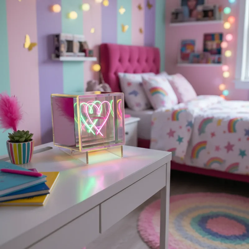 Cube lumineux sans fil "HEART" - Message In The Box