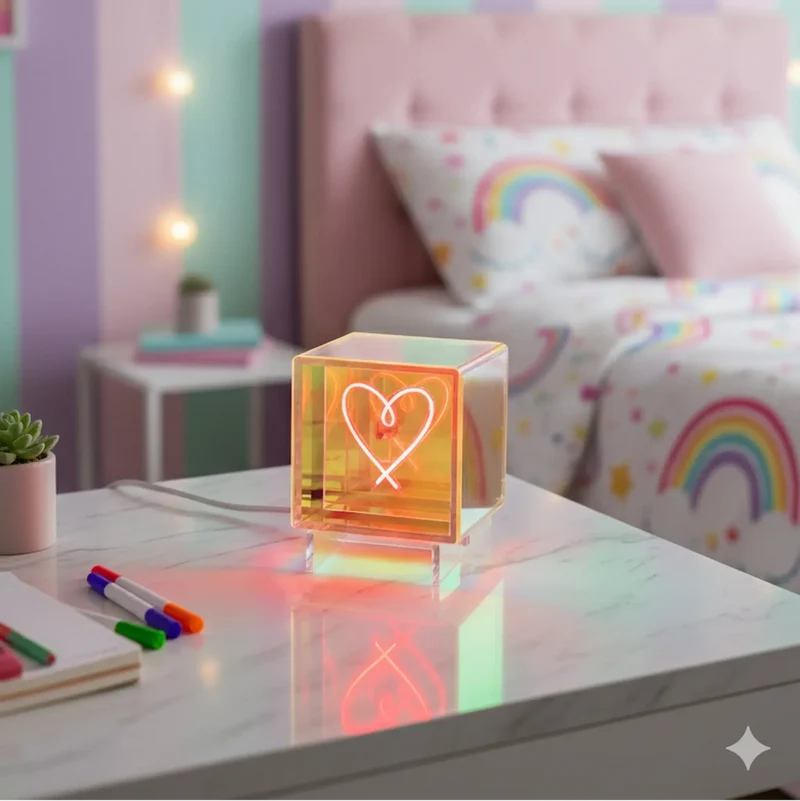 Cube lumineux sans fil "HEART" - Message In The Box
