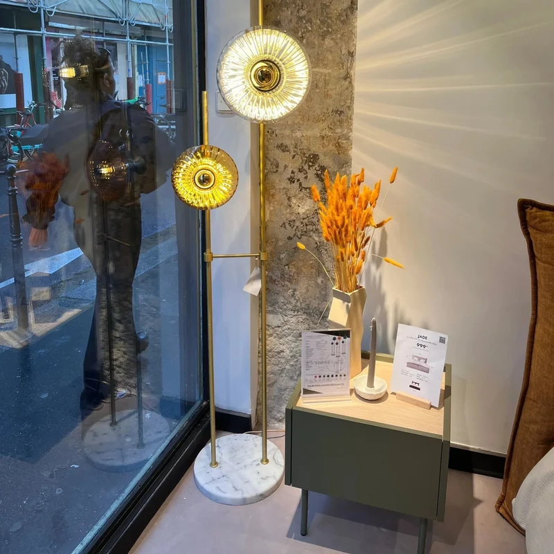 Lampadaire Grace – Design élégant en verre soufflé, 2 verrines personnalisables
