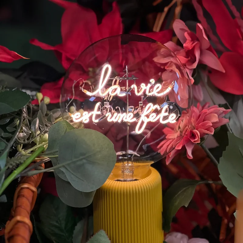 Ampoule décorative LED sans fil "LA VIE EST UNE FETE" - Message In The Bulb