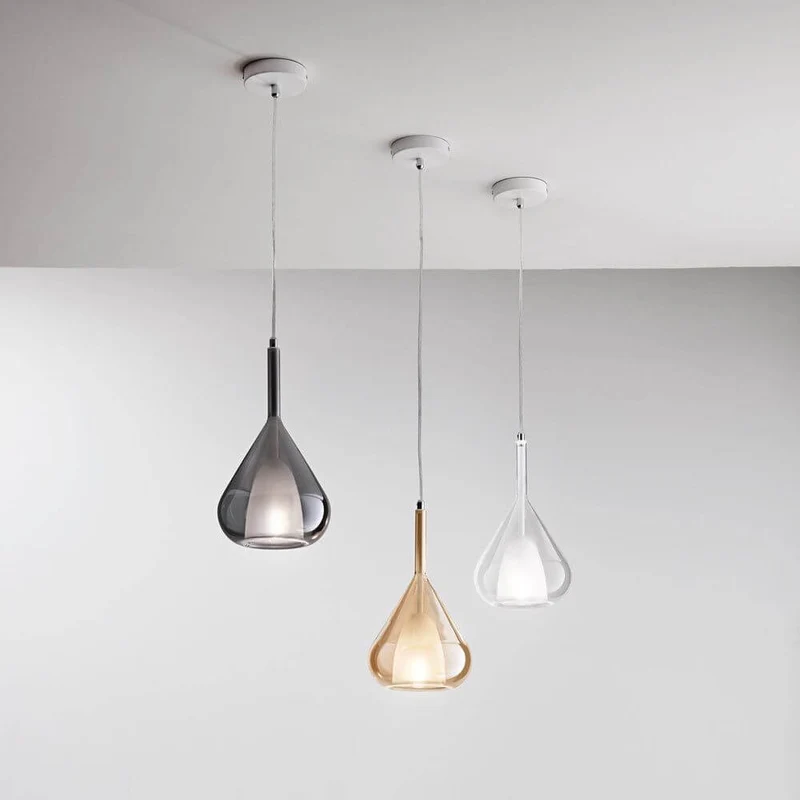 Lila extravagante Pendelleuchte aus Rauchglas