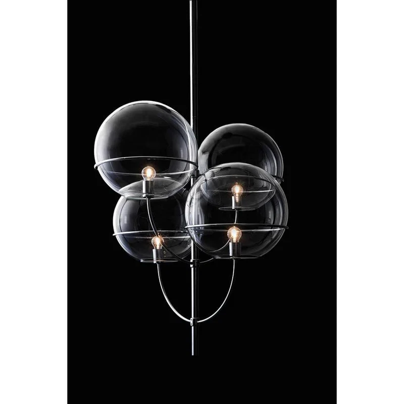 Oluce Kugelglas Leuchter Lyndon Chrom
