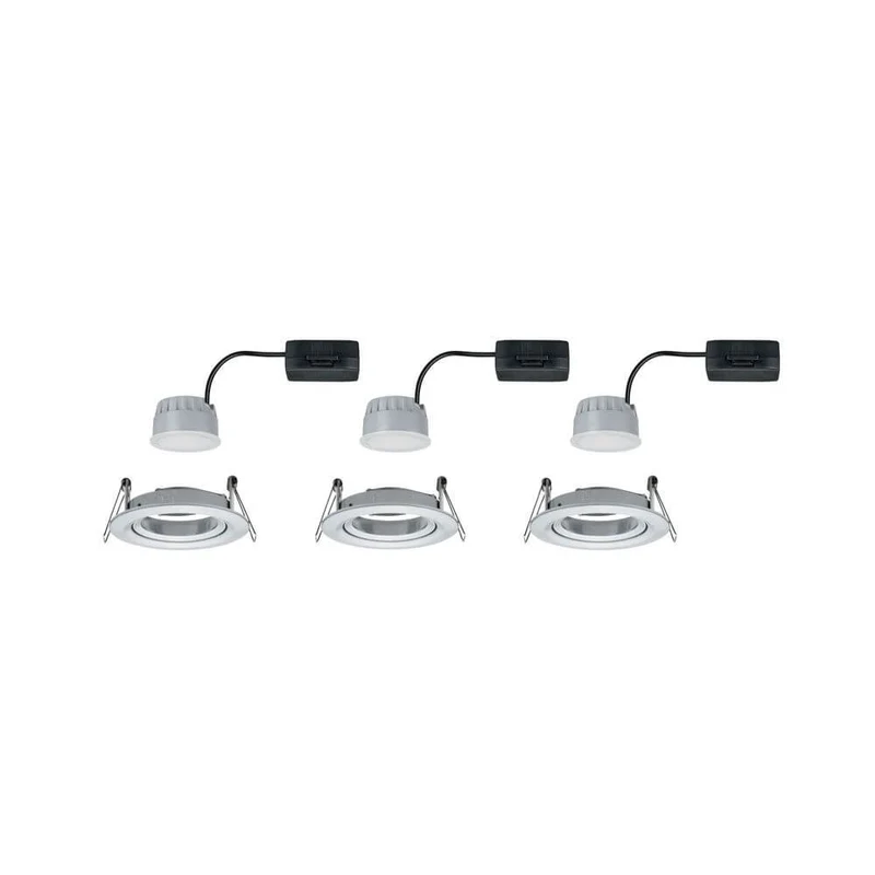 3er-Set LED Einbauleuchte Nova rund 3-Stufen Dimmbar Alu-Gedreht