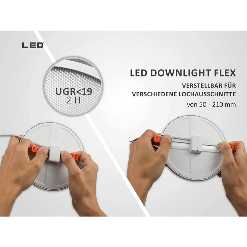 Einbau LED-Panel Ø 23cm Flex Dimmbar 23W Ausschnitt 5-21cm Neutralweiß