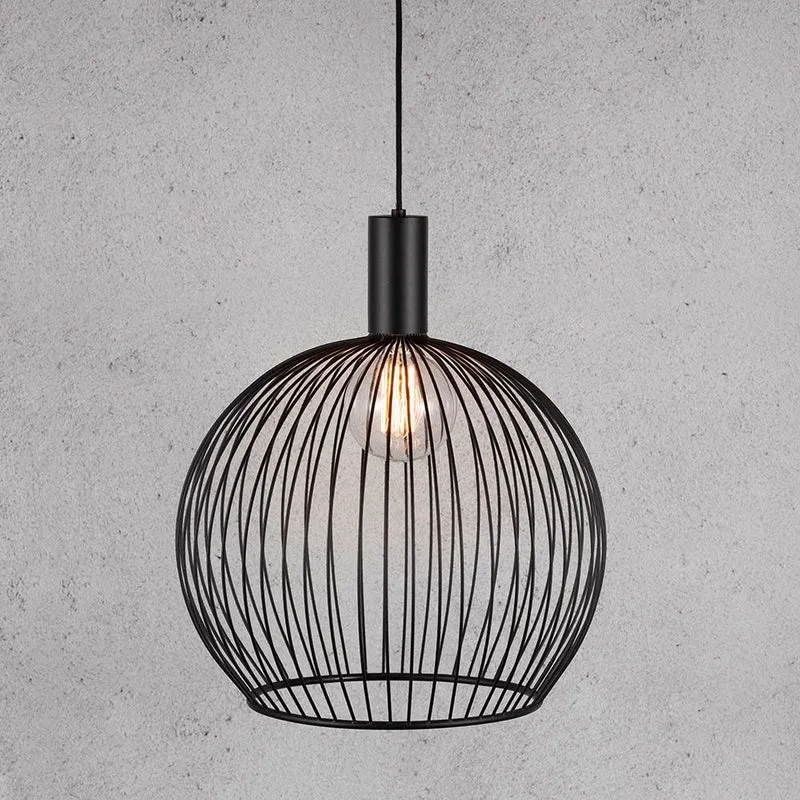 Aver 50 Gitter-Hängeleuchte Ø 50cm Stoffkabel Schwarz