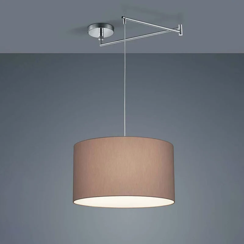 Hängeleuchte Certo Chrom, Schirm Chintz Mocca