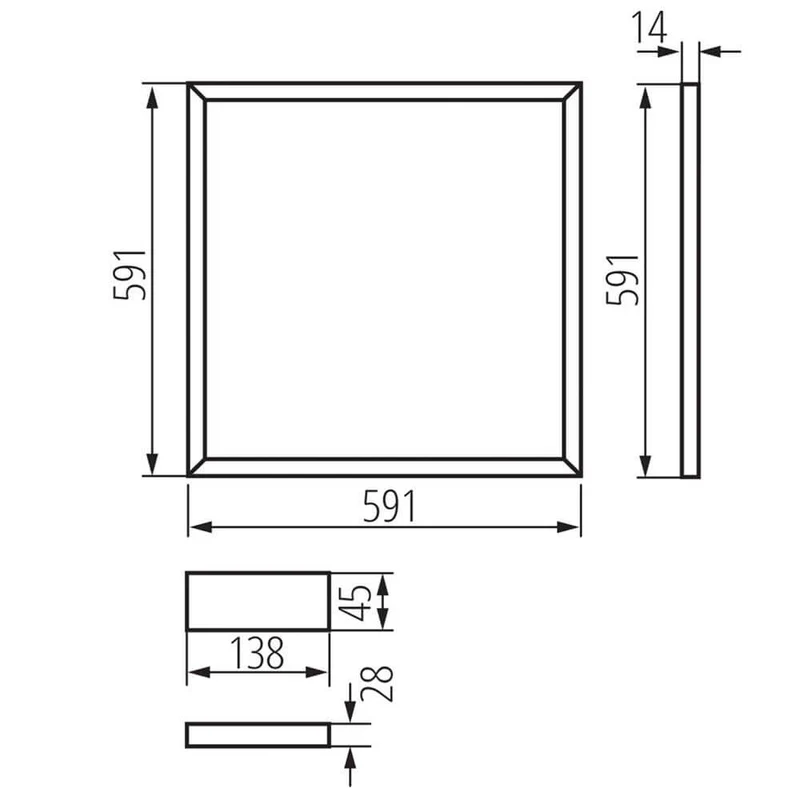 LED Einlegerahmen für Odenwalddecke 59 x 59cm Kaltweiß