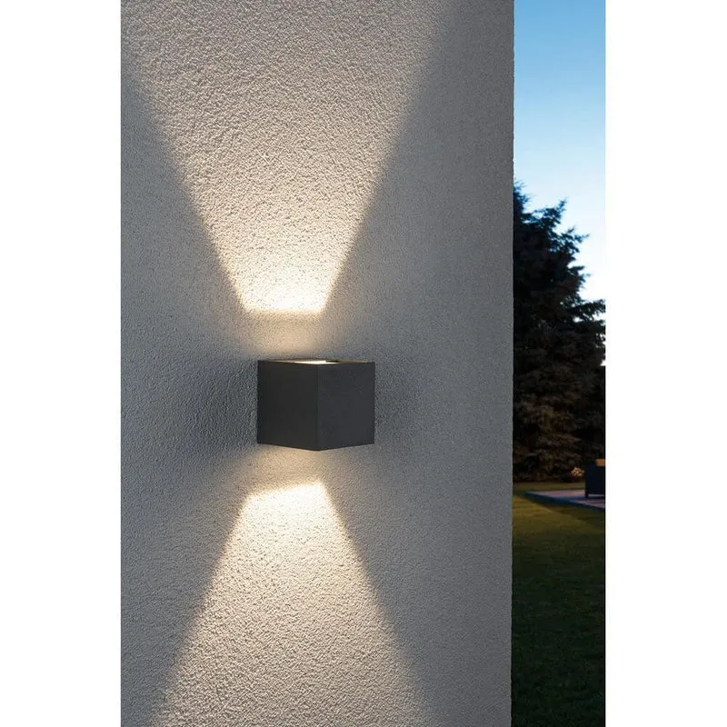 Wandaufbauleuchte LED Cybo eckig 2x3W grau 80x80mm