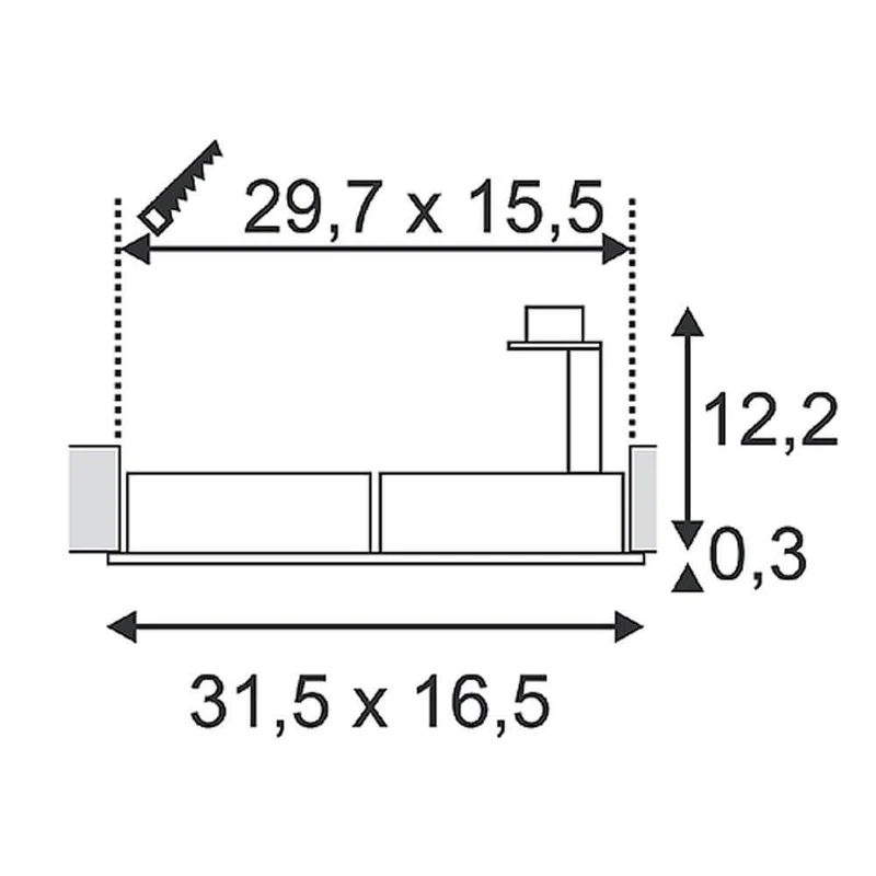 New Tria II Downlight ES111 rechteckig Alu-Gebürstet
