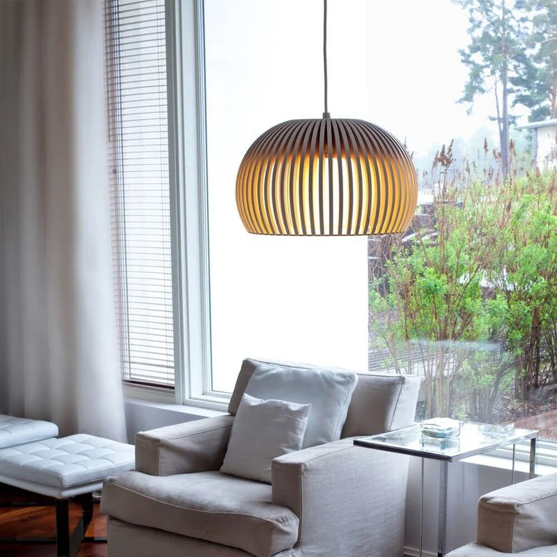 LED Pendelleuchte Atto 5000 aus Holz Ø 34cm