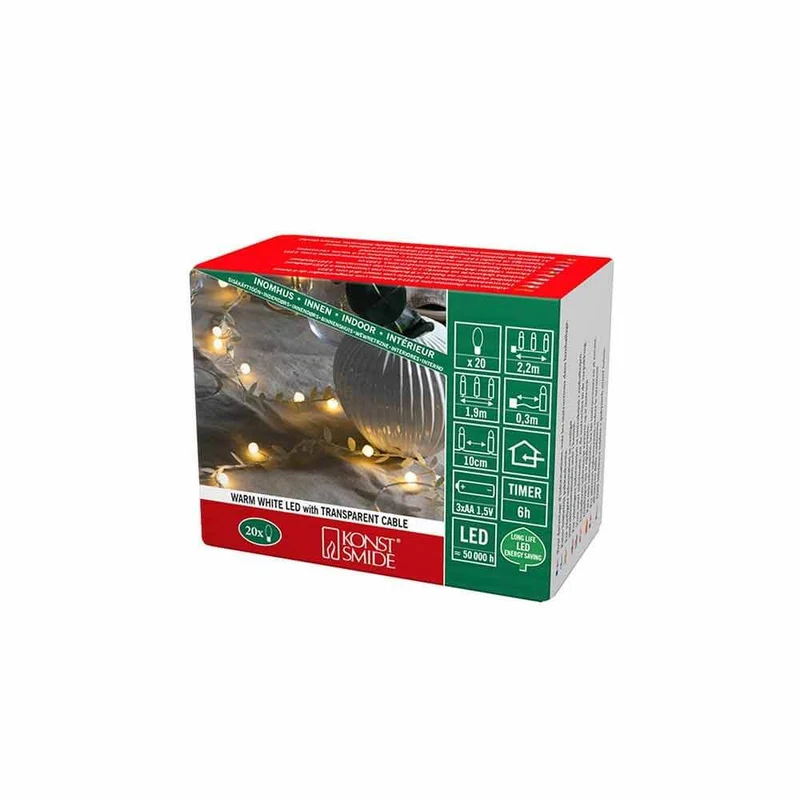 LED Lichterkette mit Dekoblättern 6h Timer batteriebetrieben