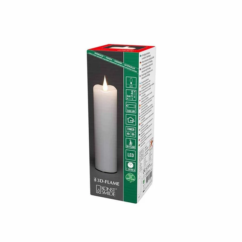 LED Echtwachskerze 4/8h Timer batteriebetrieben Weiß