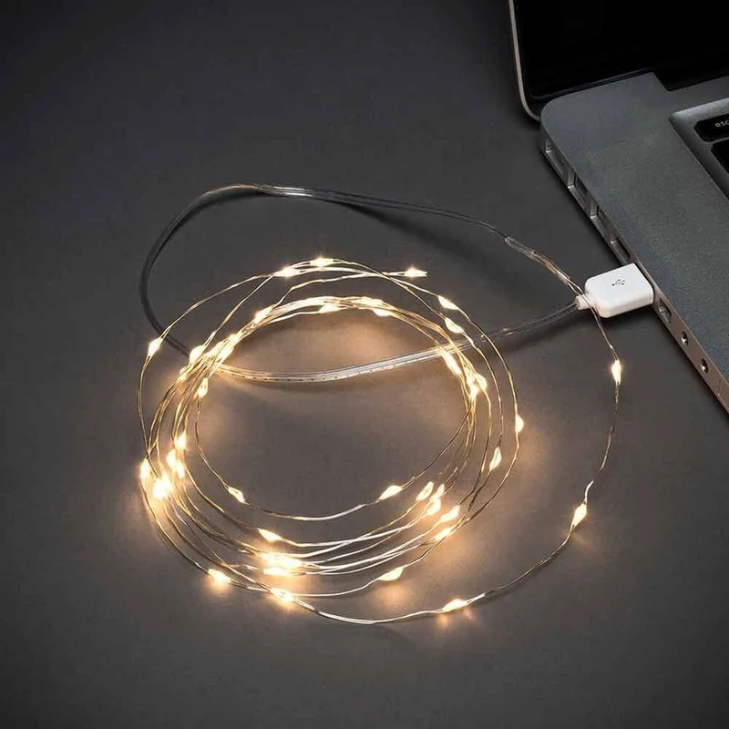 2,5m Micro LED Lichterkette mit USB Anschluss 50 Lichtpunkte