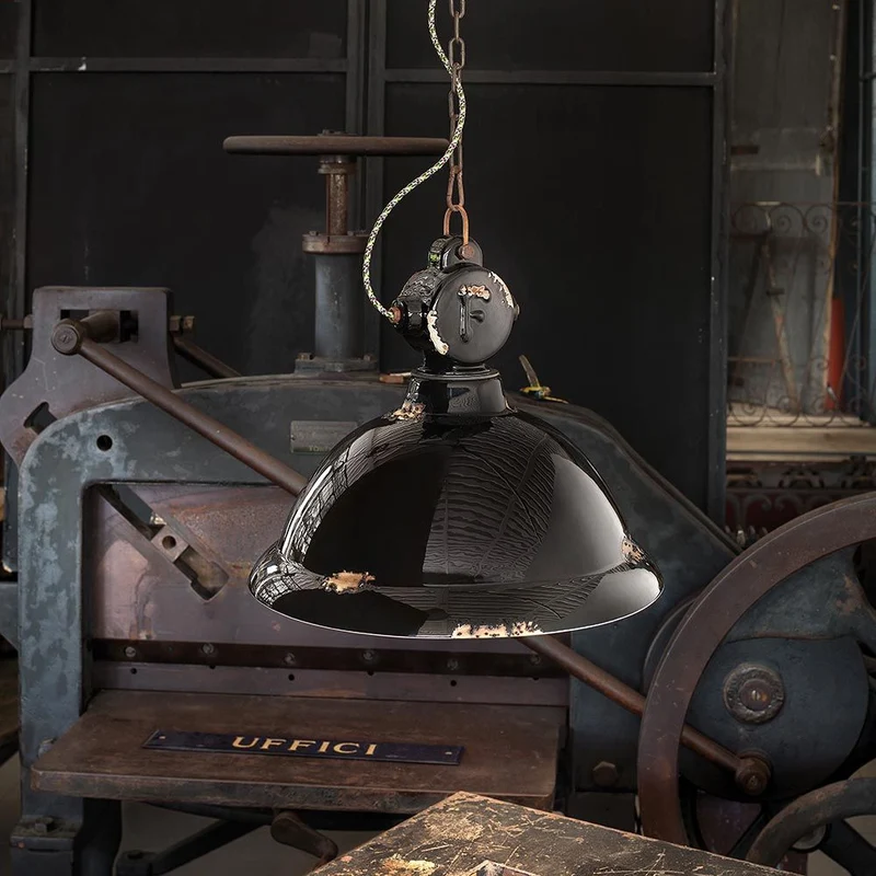 Ferroluce Industrial Keramik-Hängeleuchte