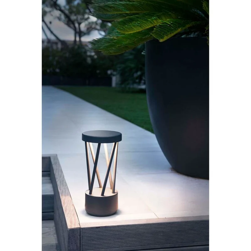 LED Sockelleuchte Twist 10W 3000K IP65 Dunkelgrau