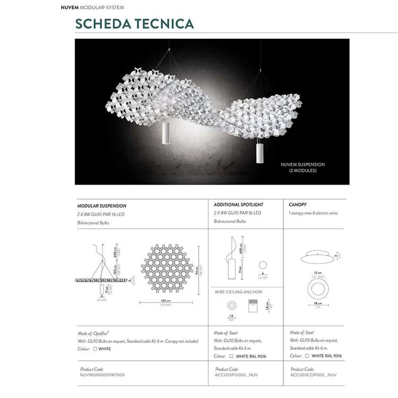 Slamp Nuvem Canopy Baldachin für 6 Anschlüsse Weiß