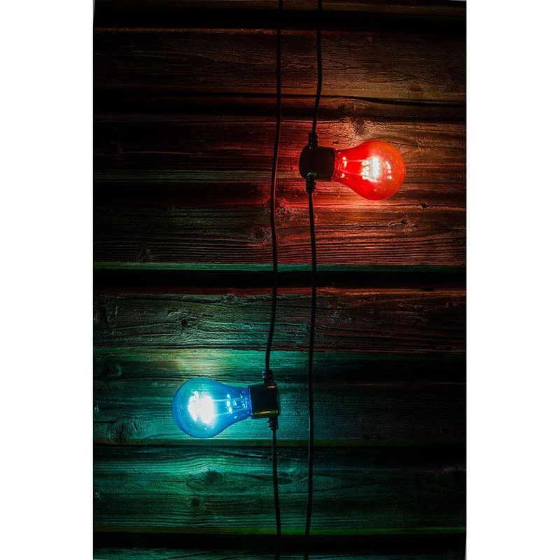 LED Biergartenkette 5er bunt 40 Warmweiße Dioden Batteriebetrieb