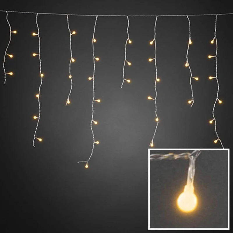 LED Eisregen Lichtervorhang 200 Globes Dioden Bernsteinfarben IP44