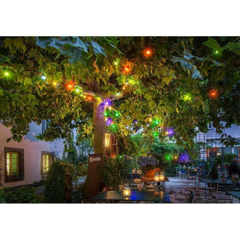 LED Biergartenkette 10er bunt 80 Warmweiße Dioden 24V
