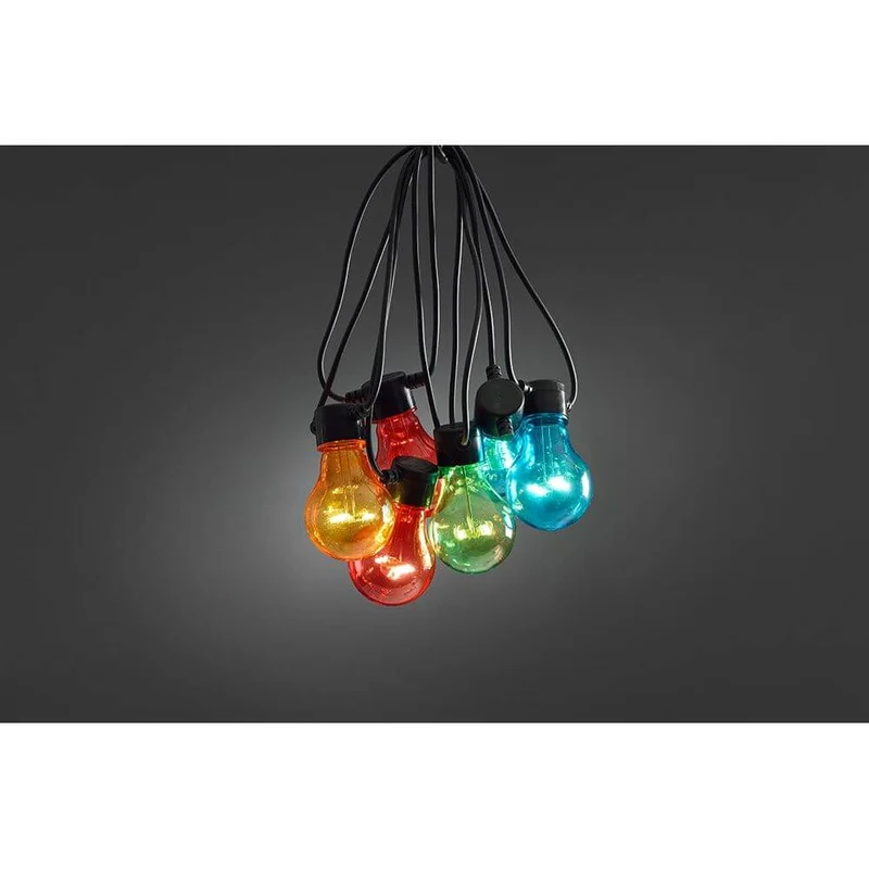 LED Biergartenkette 10er bunt 80 Warmweiße Dioden 24V