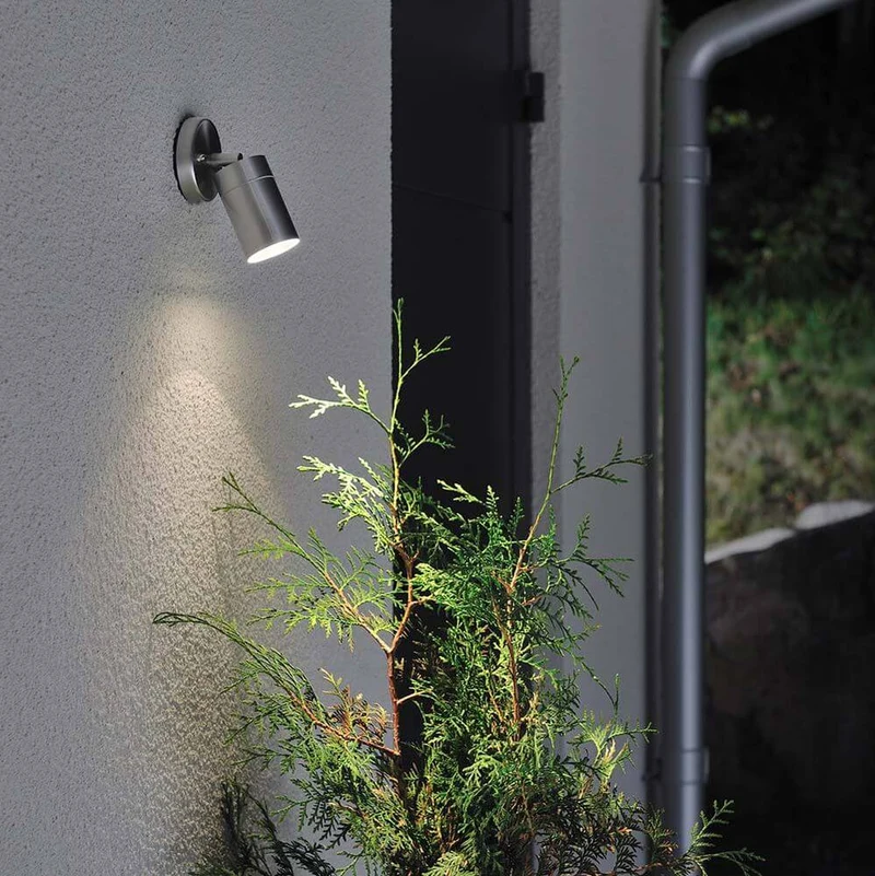 Modena Energiespar Wandspot schwenkbar Edelstahl, klares Glas