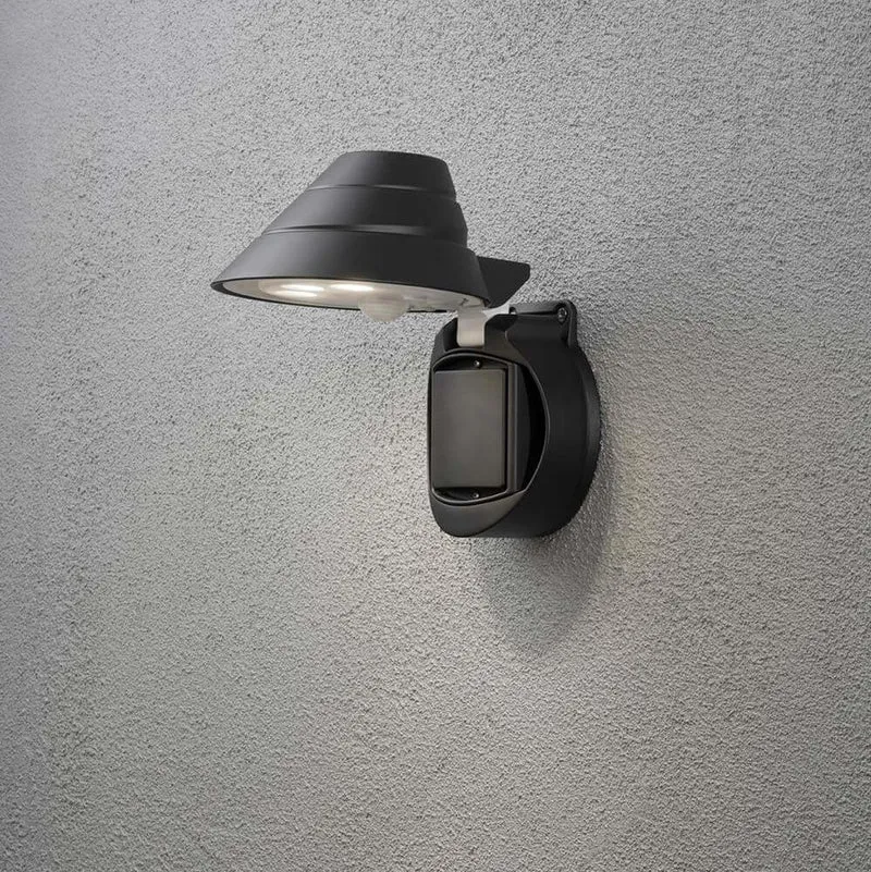 Prato Batterie LED Wandstrahler mit Sensor schwenkbar Schwarz
