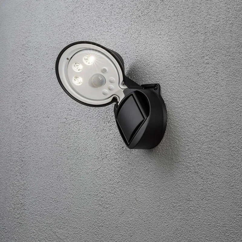 Prato Batterie LED Wandstrahler mit Sensor schwenkbar Schwarz