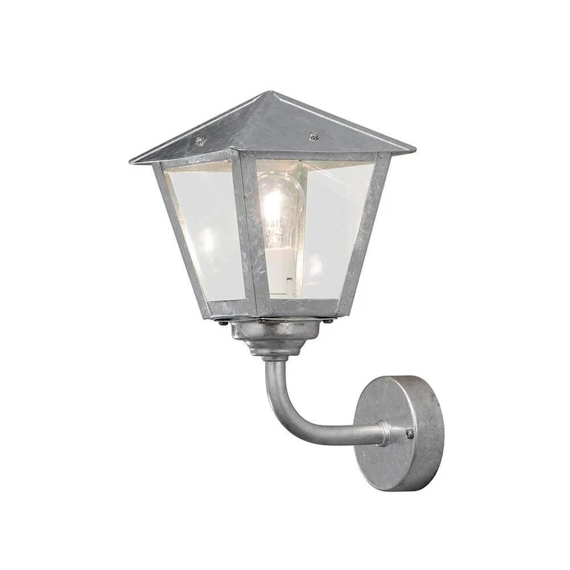 Benu Außen-Wandleuchte galvanisierter Stahl, rauchfarbenes Acrylglas