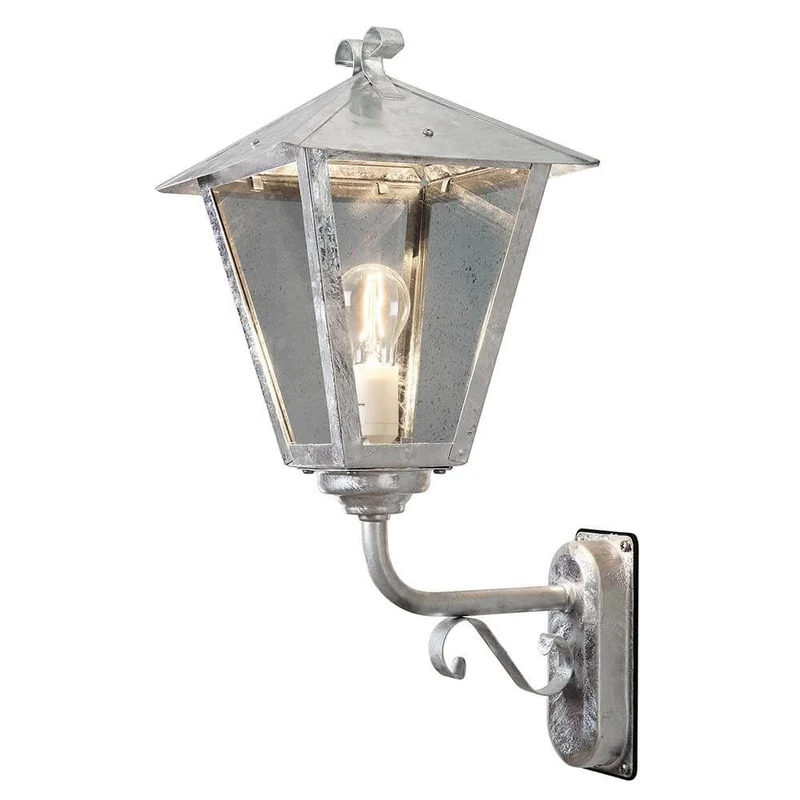 Benu Außen-Wandleuchte galvanisierter Stahl, rauchfarbenes Acrylglas