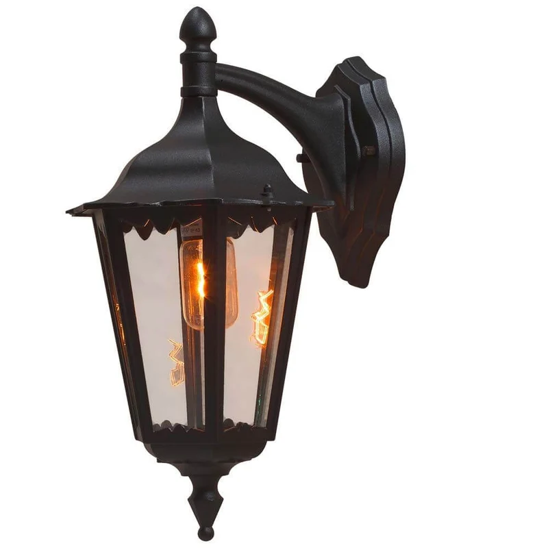 Firenze Außen-Wandleuchte Schwarz, klares Glas