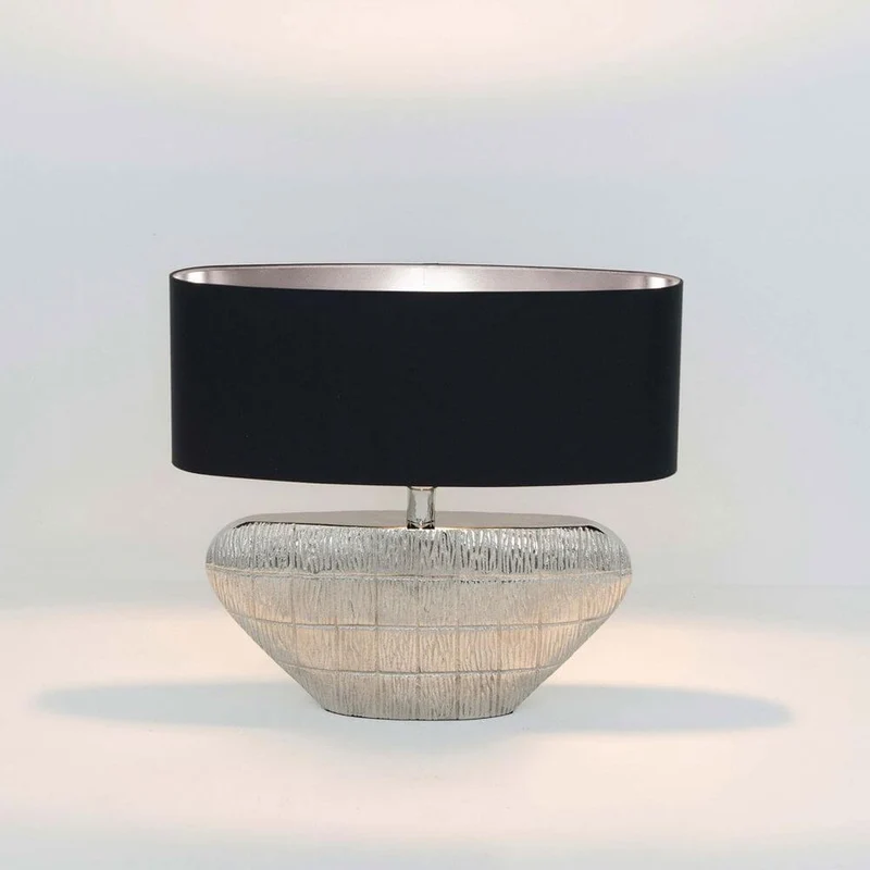 Tischleuchte Cleopatra Aluminium Silber-Schwarz