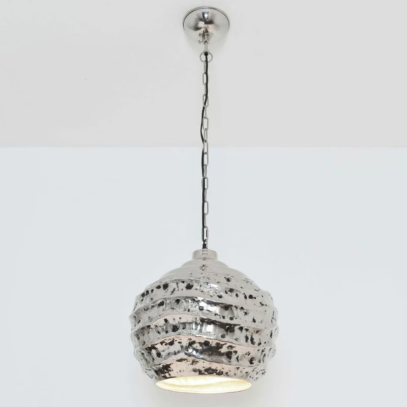 Hängeleuchte Pomelo Aluminium Vernickelt Silber-Schwarz