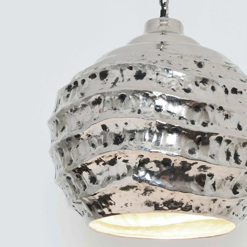 Hängeleuchte Pomelo Aluminium Vernickelt Silber-Schwarz