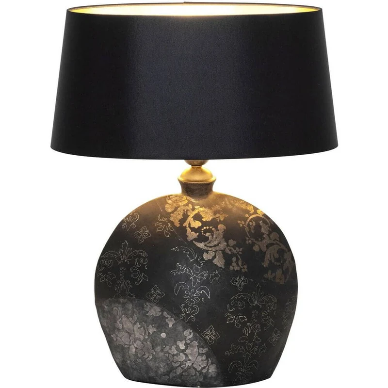 Tischleuchte Mary Oval Klein Keramik Schwarz-Gold-Silber